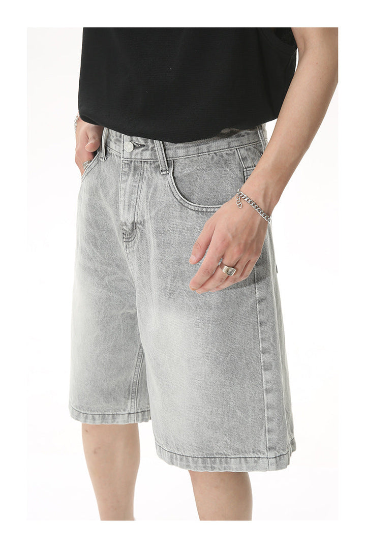 Baggy Denim Jort Stonegrey