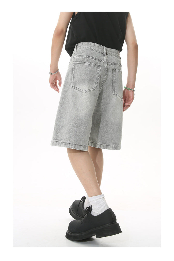 Baggy Denim Jort Stonegrey